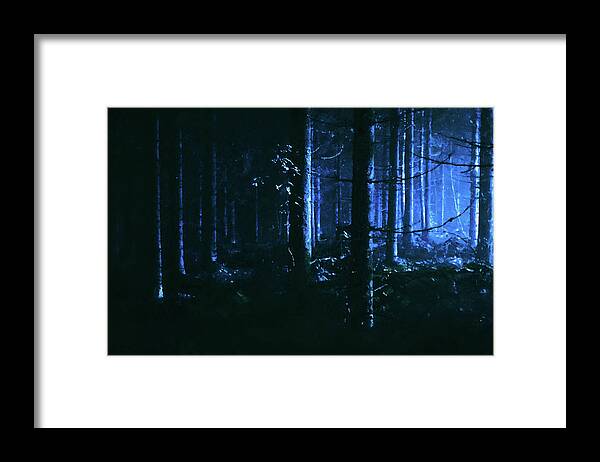Dark Framed Print featuring the painting Walking through the Darkwood forest - 02 by AM FineArtPrints