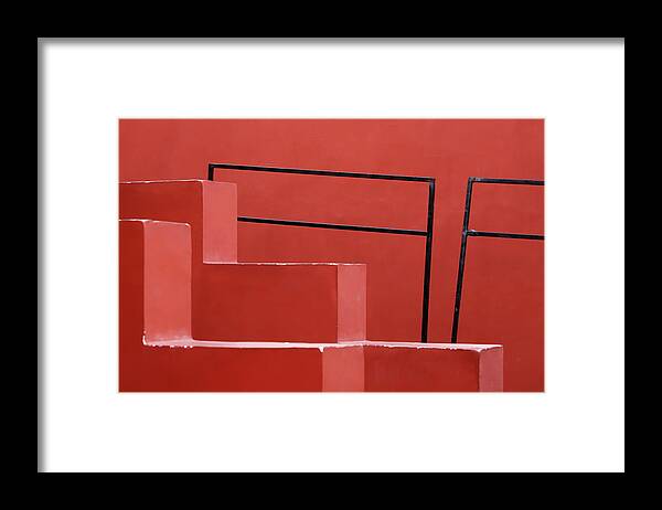Red Wall Framed Print featuring the photograph Wall Edges vs Empty Frames by Prakash Ghai
