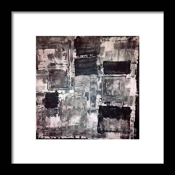 Wall Framed Print featuring the painting Wall Texture Grunge Stone Abstract Art Painting by N Akkash