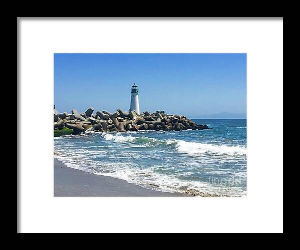 Seabright Beach Framed Print featuring the photograph Walton Lighthouse Breakwater by Suzanne Luft