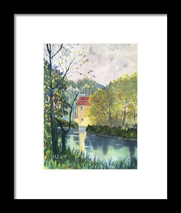 Watercolour Framed Print featuring the painting Wansford Old Mill by Glenn Marshall