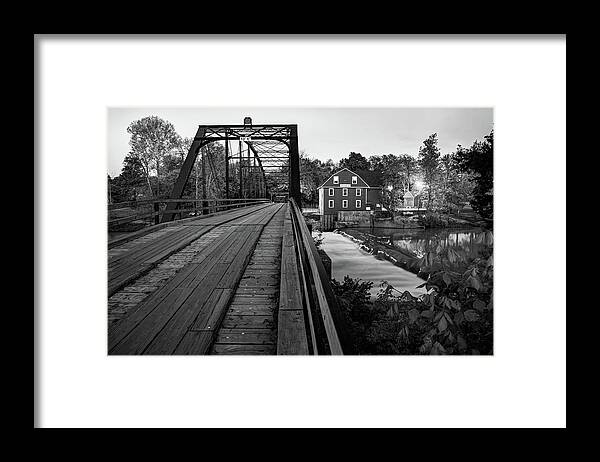 War Eagle Framed Print featuring the photograph War Eagle Mill and Bridge in Black and White by Gregory Ballos