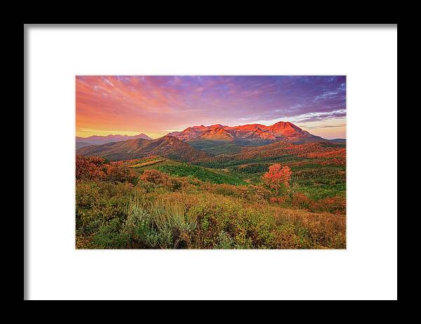 Golden Framed Print featuring the photograph Wasatch Back Fall Sunrise by Wasatch Light
