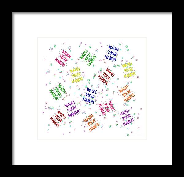 Wash Your Hands Framed Print featuring the photograph Wash Your Hands Bubbles Multi-Colored Pattern by Colleen Cornelius
