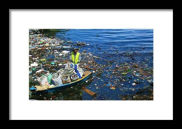 Trash Framed Print featuring the photograph Washed-up trash collection by Robert Bociaga