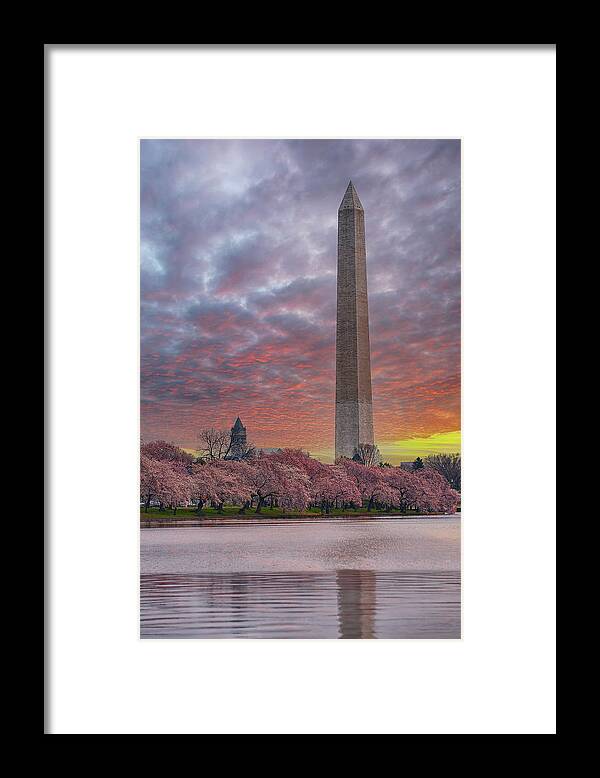 Washington Dc Framed Print featuring the photograph Washington Monument Sunset by Sebastian Musial