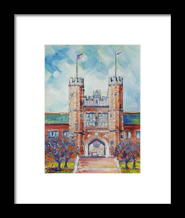 Saint Louis Framed Print featuring the painting WashU in St.Louis - Brookings Hall by Irek Szelag