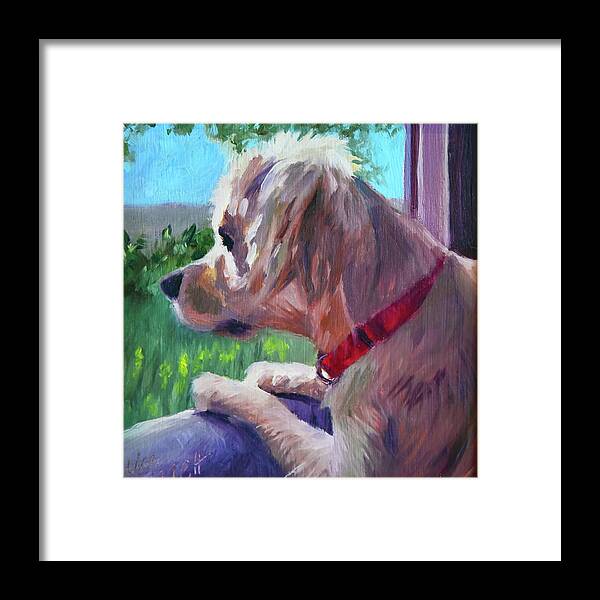 Dog Framed Print featuring the painting Watch Dog by Alice Leggett