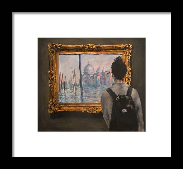 Monet Framed Print featuring the painting Watching Monet Venice by Escha Van den bogerd