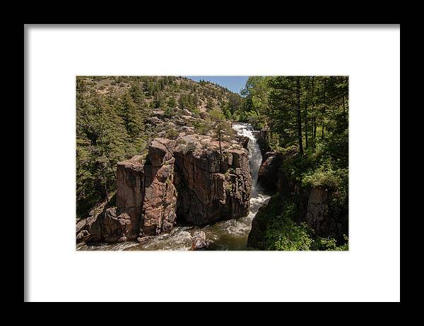 Water Fall Framed Print featuring the photograph Water Fall in Big Horn National Park by Dorothy Cunningham