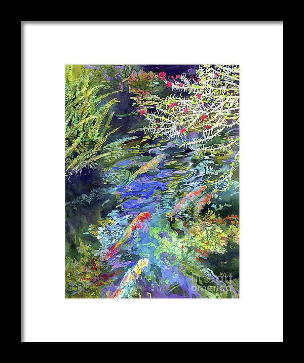 Koi Framed Print featuring the painting Water Garden-pastel colors by Hailey E Herrera