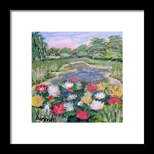 Landscape Framed Print featuring the painting Water Lilies by Gregory Dorosh