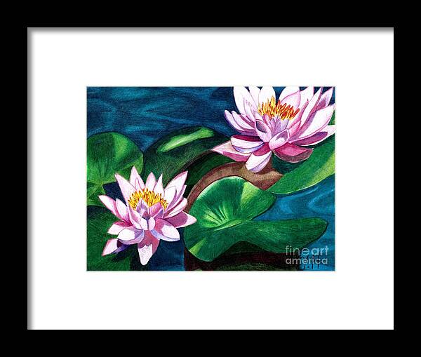 Flowers Framed Print featuring the digital art Water lilies by Yenni Harrison