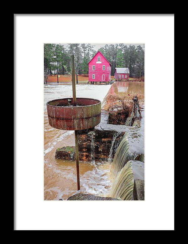 Historic Framed Print featuring the digital art Water over the Dam - Starr's Milll by Matt Richardson