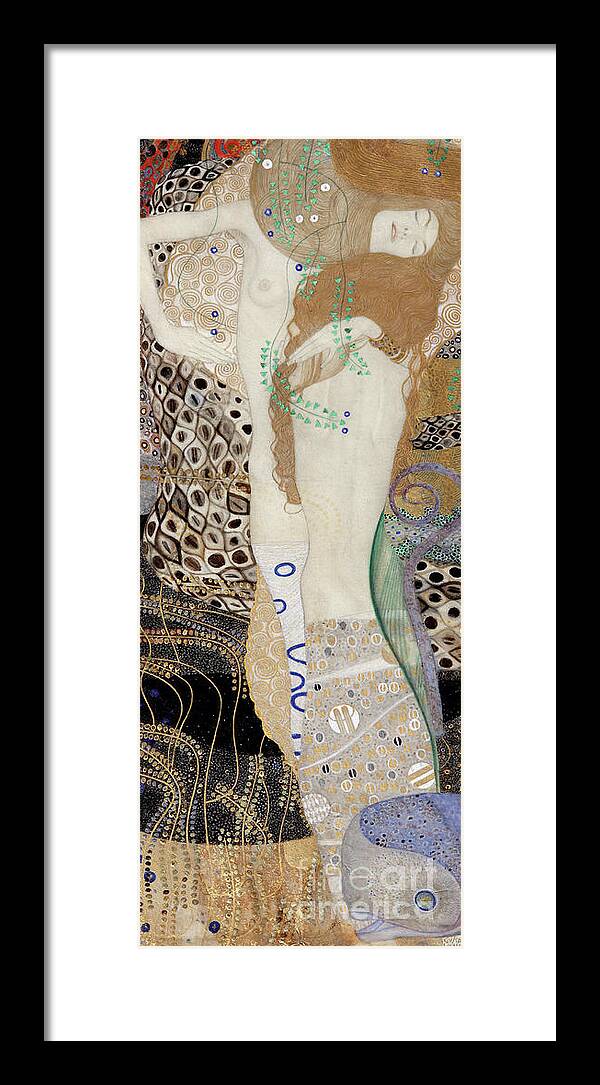 Gustav Klimt Framed Print featuring the painting Water Serpents by Klimt by Gustav Klimt