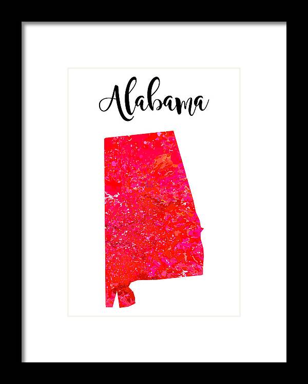 Art Framed Print featuring the drawing Watercolor Alabama by Lpettet