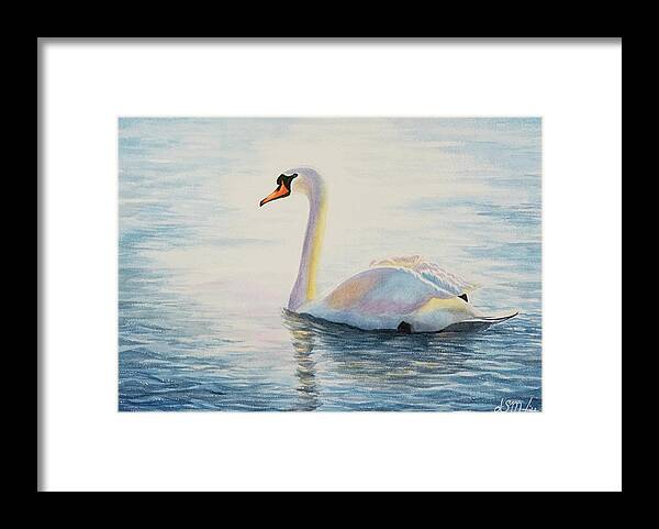 Nature Framed Print featuring the painting Watercolor Swan by Linda Shannon Morgan