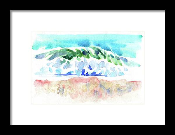 Watercolor Framed Print featuring the digital art Watercolor Wave On Sea Painting by Sambel Pedes