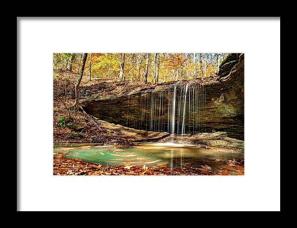 Arkansas Waterfall Framed Print featuring the photograph Waterfall Along Glory Hole Falls Trail in Autumn - Ozark National Forest by Gregory Ballos