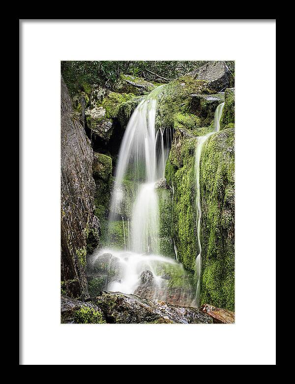 Waterfall Framed Print featuring the photograph Waterfall and Moss by Gary Geddes