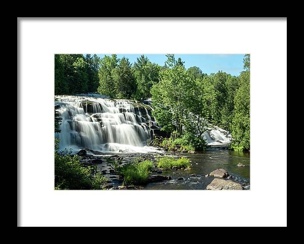 Bond Falls Framed Print featuring the photograph Waterfall at Bond Falls by Sandra J's