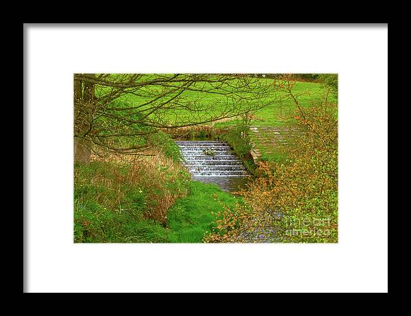 Digital Art Framed Print featuring the photograph Waterfall at Chadderton Hall Park by Pics By Tony