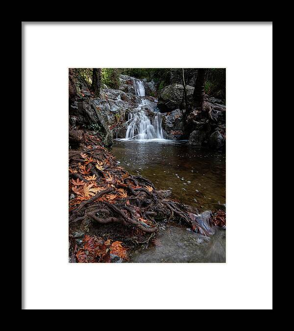 Waterfall Framed Print featuring the photograph Waterfall in autumn. by Michalakis Ppalis