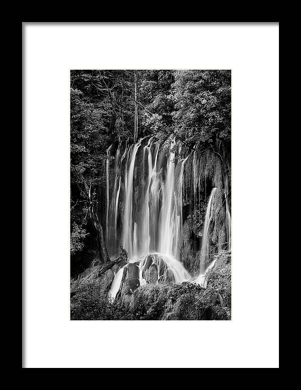 Waterfall Framed Print featuring the photograph Waterfall In Black And White by Artur Bogacki