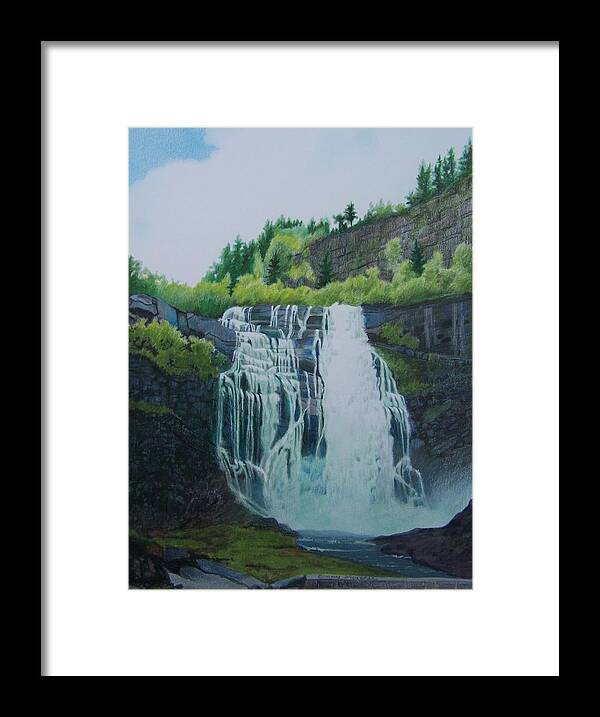 Waterfall Framed Print featuring the mixed media Waterfall in Norway by Constance DRESCHER