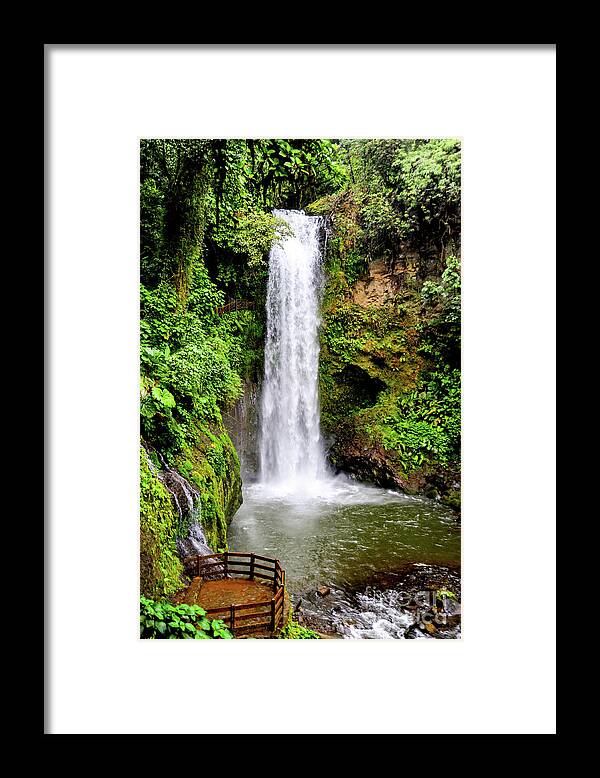 Waterfall Framed Print featuring the photograph Waterfall in the jungle of Costa Rica by Gunther Allen
