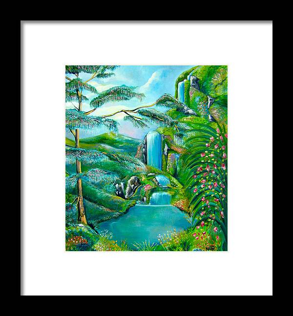 Waterfall Framed Print featuring the painting Waterfall by John Keaton