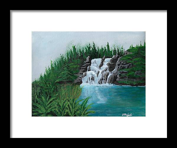 Waterfall Framed Print featuring the painting Waterfall On Ridge by David Bigelow