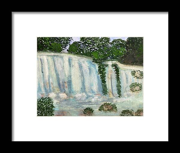 Landscape Framed Print featuring the painting Waterfall by Sheela Belur