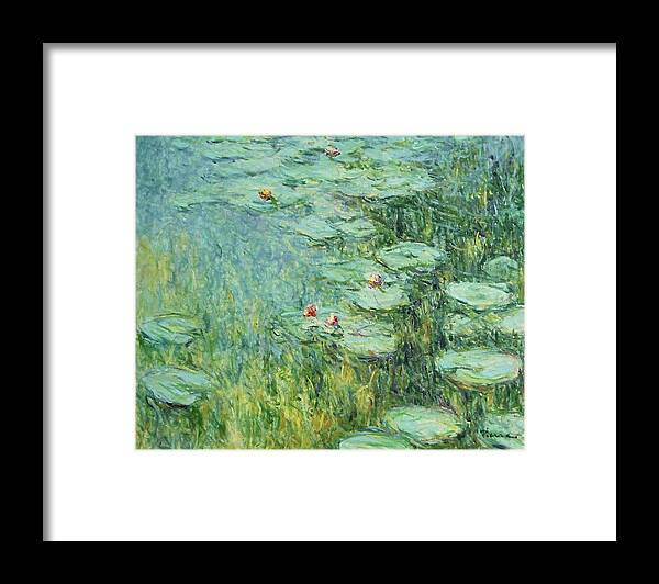 Water Lilies Framed Print featuring the painting Waterlelie Nymphaea Nr.31 by Pierre Dijk