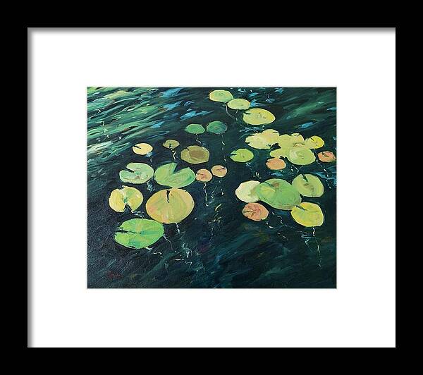 Waterlilies Framed Print featuring the painting Waterlilies by Sheila Romard