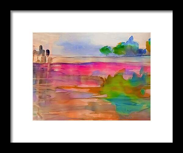 Trees Framed Print featuring the painting Waters Edge Watercolor by Lisa Kaiser