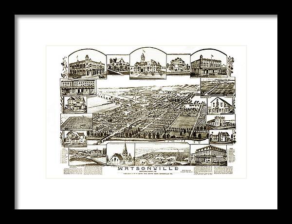 Circa Framed Print featuring the photograph Watsonville California Circa 1895 by Monterey County Historical Society