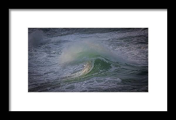 Dancing Framed Print featuring the photograph Wave Dance with Seagull by Bill Posner