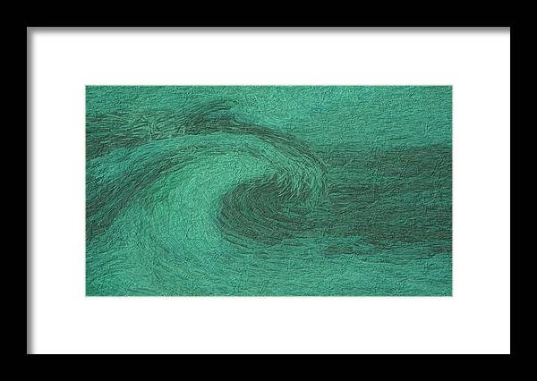 Ocean Framed Print featuring the digital art Wave Textured by Bill Posner