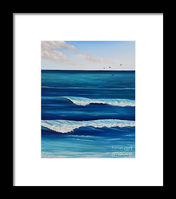 Waves Framed Print featuring the painting Waves at the Treasured Coast by Torrence Ramsundar