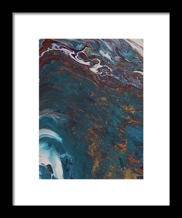 Blue Framed Print featuring the mixed media Waves of Gold by Aimee Bruno