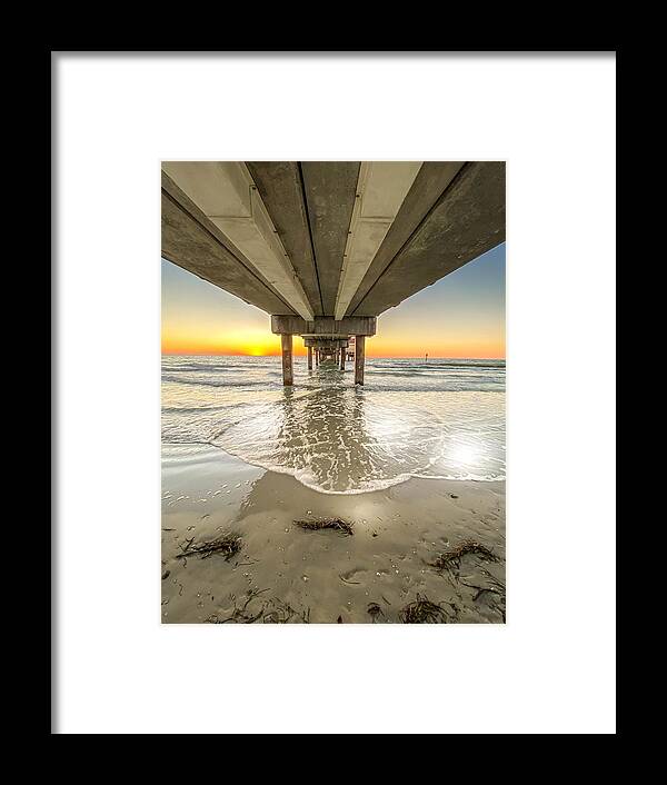 Clearwater Beach Pier Framed Print featuring the photograph Waves under Clearwater Beach Pier by Susan Rydberg