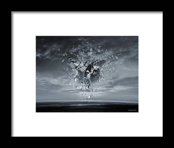 Surreal Framed Print featuring the digital art Way Down We Go BW concept by George Grie
