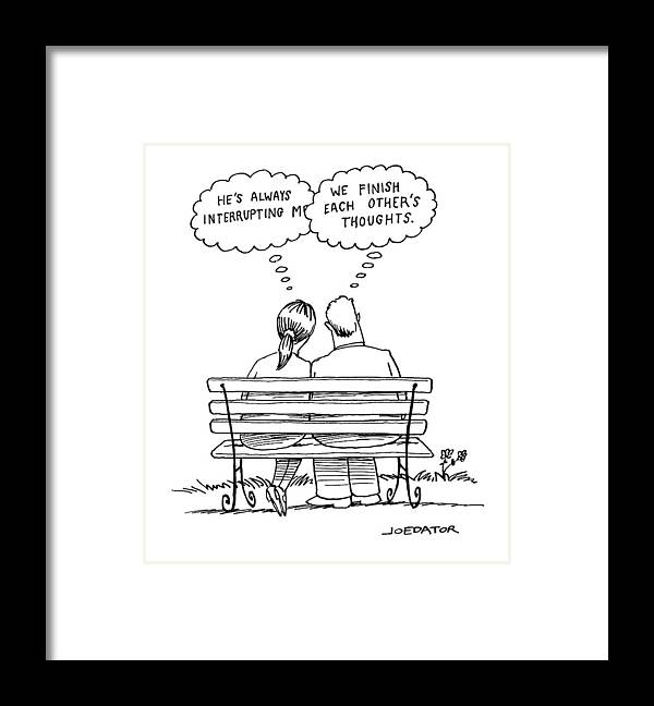 Captionless Framed Print featuring the drawing We Finish Each Others Thoughts by Joe Dator