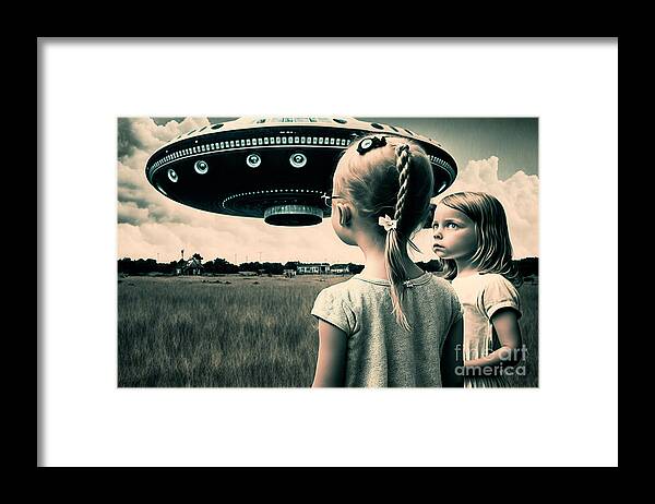 Ufo Framed Print featuring the digital art We Really Should Go Now by Jay Schankman