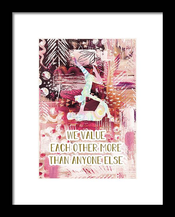 We Value Each Other Framed Print featuring the drawing We value each other by Claudia Schoen