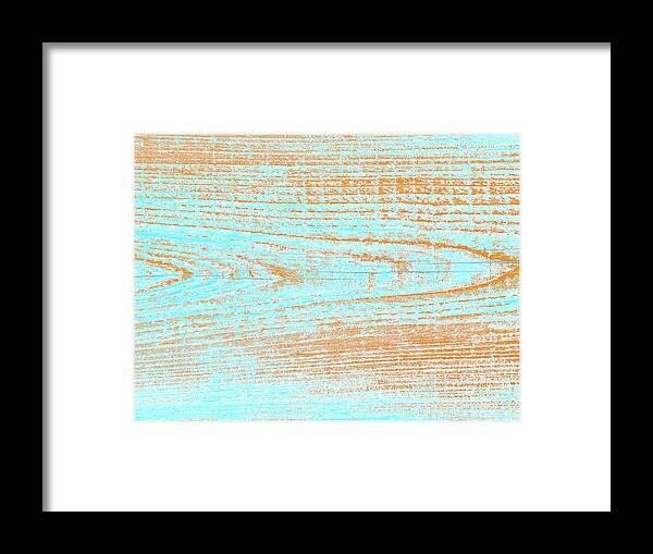 Abstract Framed Print featuring the digital art Weathered Board In Blue And Orange by David Desautel