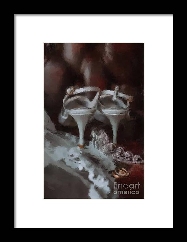 Wedding Heels Framed Print featuring the painting Wedding Heels GNA by Gary Arnold