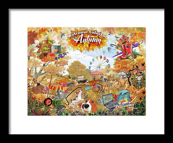 Autumn Framed Print featuring the digital art Welcome Colorful Autumn by Evie Cook