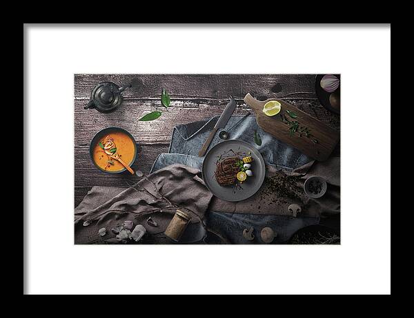 Soup Framed Print featuring the photograph Welcome To My Soup And Steak Dinner by Johanna Hurmerinta